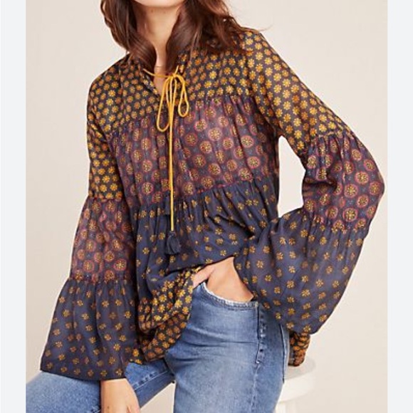 Anthropologie Payal Pratap Morocco Tiered Tunic Blouse Top in Size XS - Picture 1 of 5